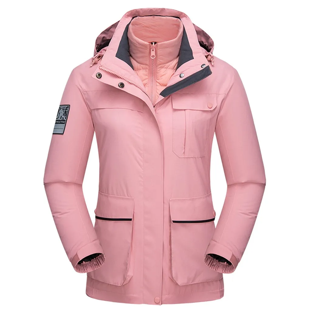 JAYCOSIN, женская спортивная куртка, двухсекционная, с капюшоном, с подкладкой, с внутренней и внешней стороны, блузка на молнии, теплая, плюс, для девушек, водонепроницаемая, спортивная одежда