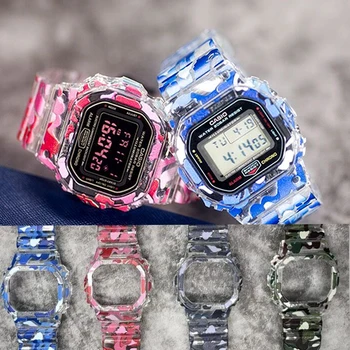 

Silicone Band for Casio Watch G-SHOCK GW5600 5035 DW5 Watchband Silicone Transparent Camouflage Rubber Sport Wristband Bracelet