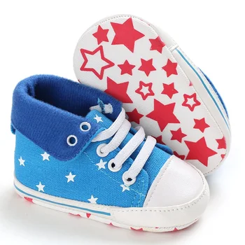 Zapatillas de deporte para bebé, Zapatos de invierno, calzado para niño pequeño, bebé, niña, niño, primeros pasos, lienzo impreso de estrella