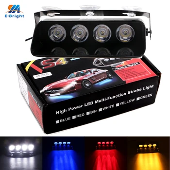 

YM E-Bright 1PC Car Muti-Function Strobe Lights LED Warning Light 4 SMD Sucker Flashing Lamp White Blue Red Amber 12V Day Lights