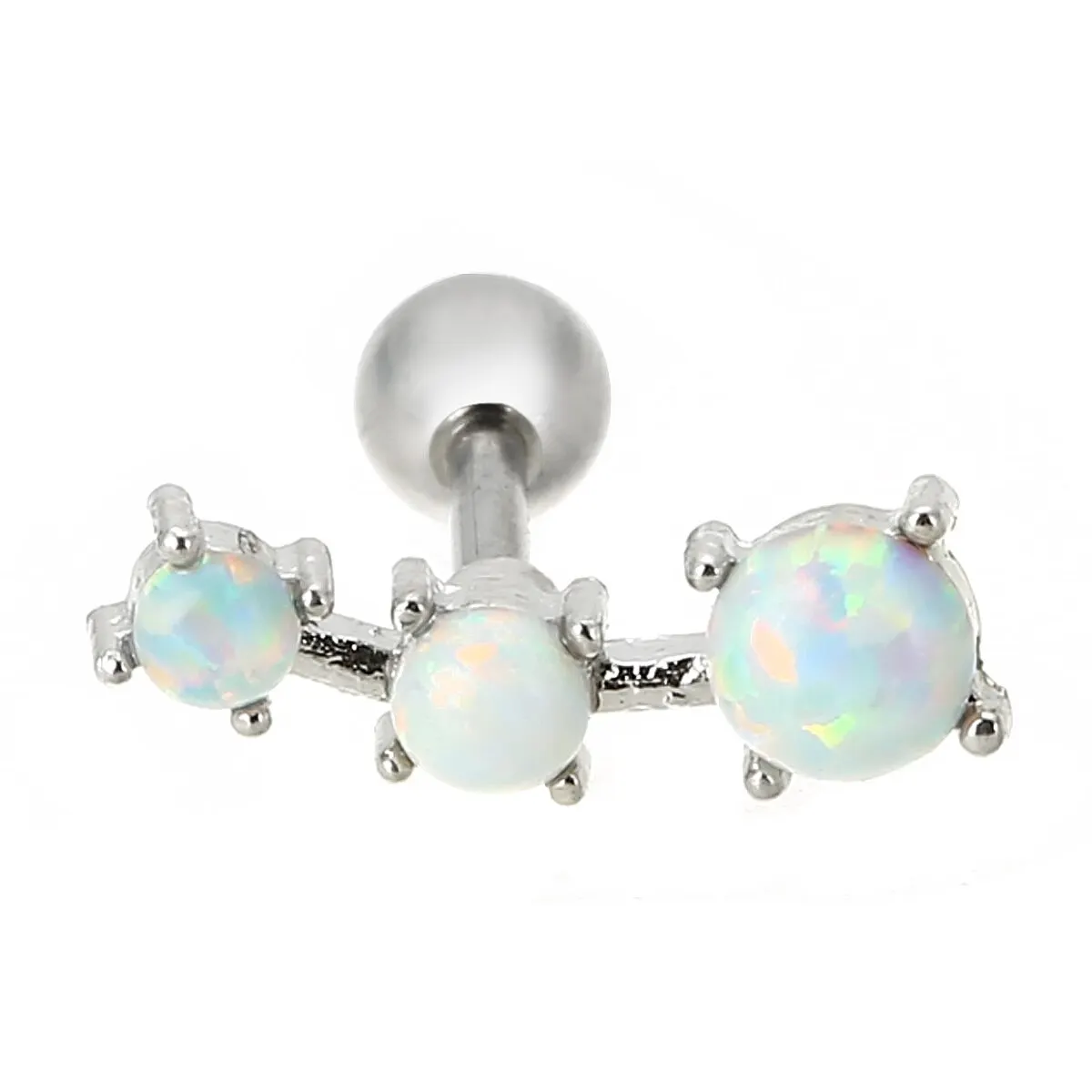 Fashion Earrings Cartilage Piercing Shellhard Barbell Opal Stone Crystal  Ear Stud Piercing Tragus For Women Body Jewelry 16G