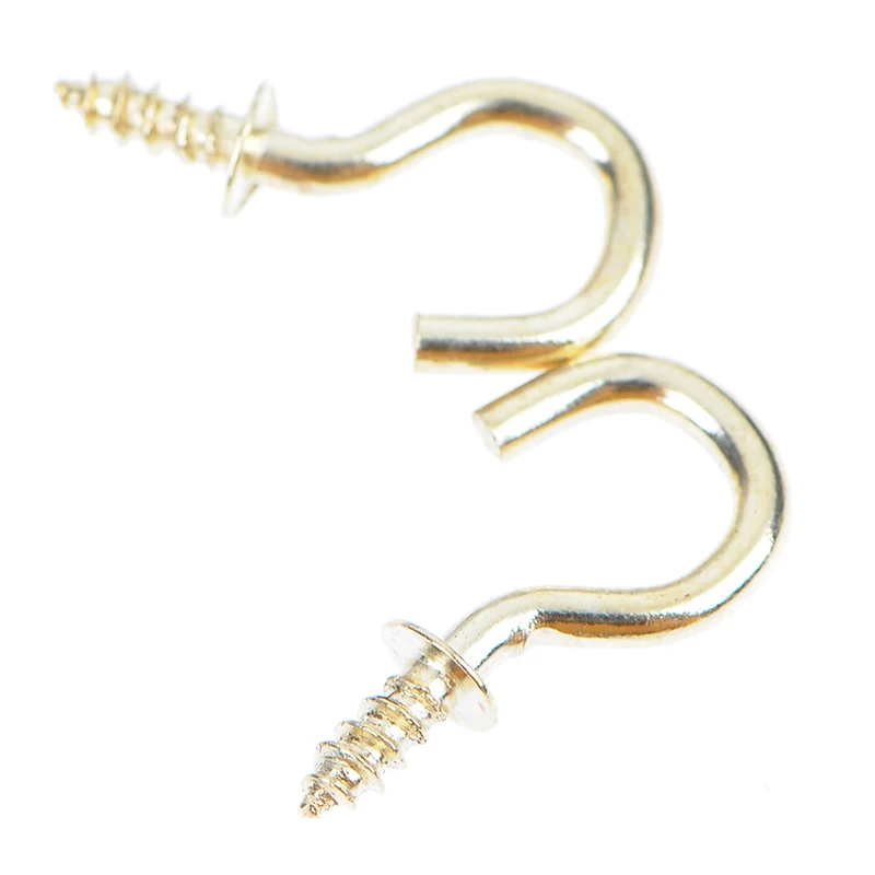 20Pcs/set 1/2 Inches Brass Plated Cup Hooks Shouldered Screw