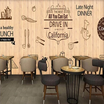 

Custom Any Size Mural Wallpaper Modern Fashion Wood Board Graffiti Fresco Restaurant Bar Cafe Background Wall Sticker Waterproof