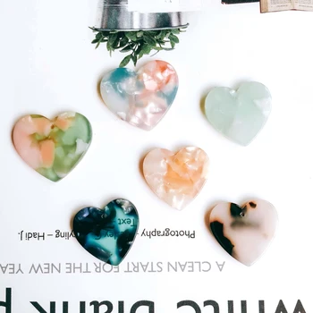 

Heart Shape Resin Plastic Acetic Acid Eardrop Diy Material Pendant Necklace Earring Charms Jewelry Component 8pcs