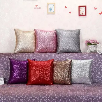 

Solid Color Glitter Sequins Throw Pillow Case Cafe Home Decor Cushion Covers Pillowcase Home Decoration