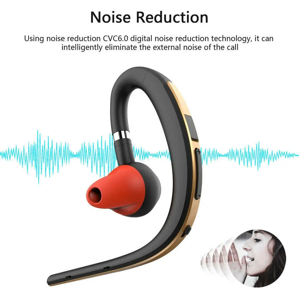 Bluetooth Earpiece Wireless Earphone Headset with Mic for iPhone 11 XR XS LG Samsung S20 S10 S9 S8 S7 Huawei P40 P30 P20 P10