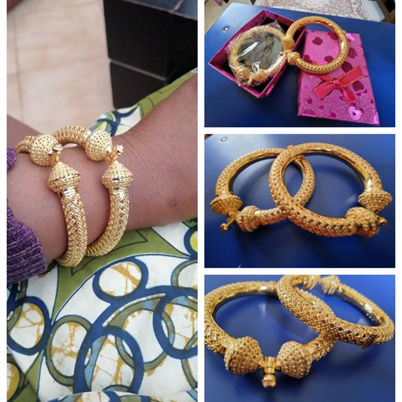 24k Gold Color Bangles For Women Girls Wedding Bride India Bracelets Jewelry Gift Can Open bangle bracelet