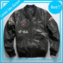 Мужская авиационная куртка из натуральной кожи, брендовая винтажная Классическая бейсбольная Черная мужская куртка MA1, пальто большого размера