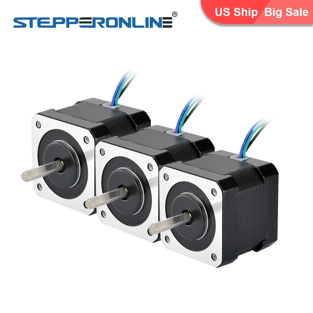 

Big Sale! US Ship! Nema 17 Stepper Motor 40mm 17HS4401 Stepping Motor 2A 45Ncm(64oz.in) w/ 1m Cable 4-lead for CNC 3D Printer