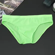 Sexy Men's Ice Silk Underwear One-piece Ultra-thin Transparent Men's Briefs Seamless Low Waist Sexy Shorts Men Elastic Underpant