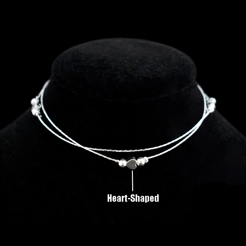 Double Layers Chain Heart & Star Charm 925 Sterling Silver Anklet Bracelet Foot Chain For Women Jewelry Gift