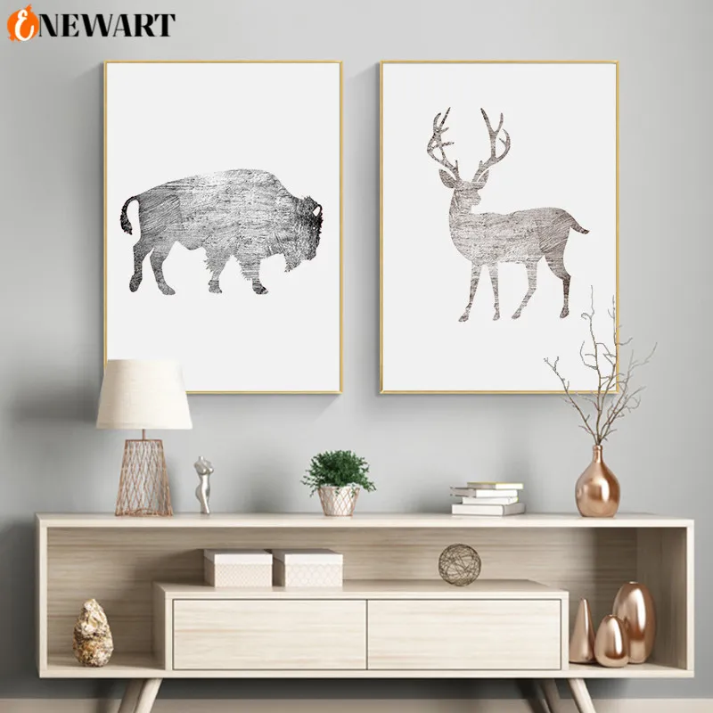 Винтажные абстрактные животные настенные картины на холсте HD принты постеры для