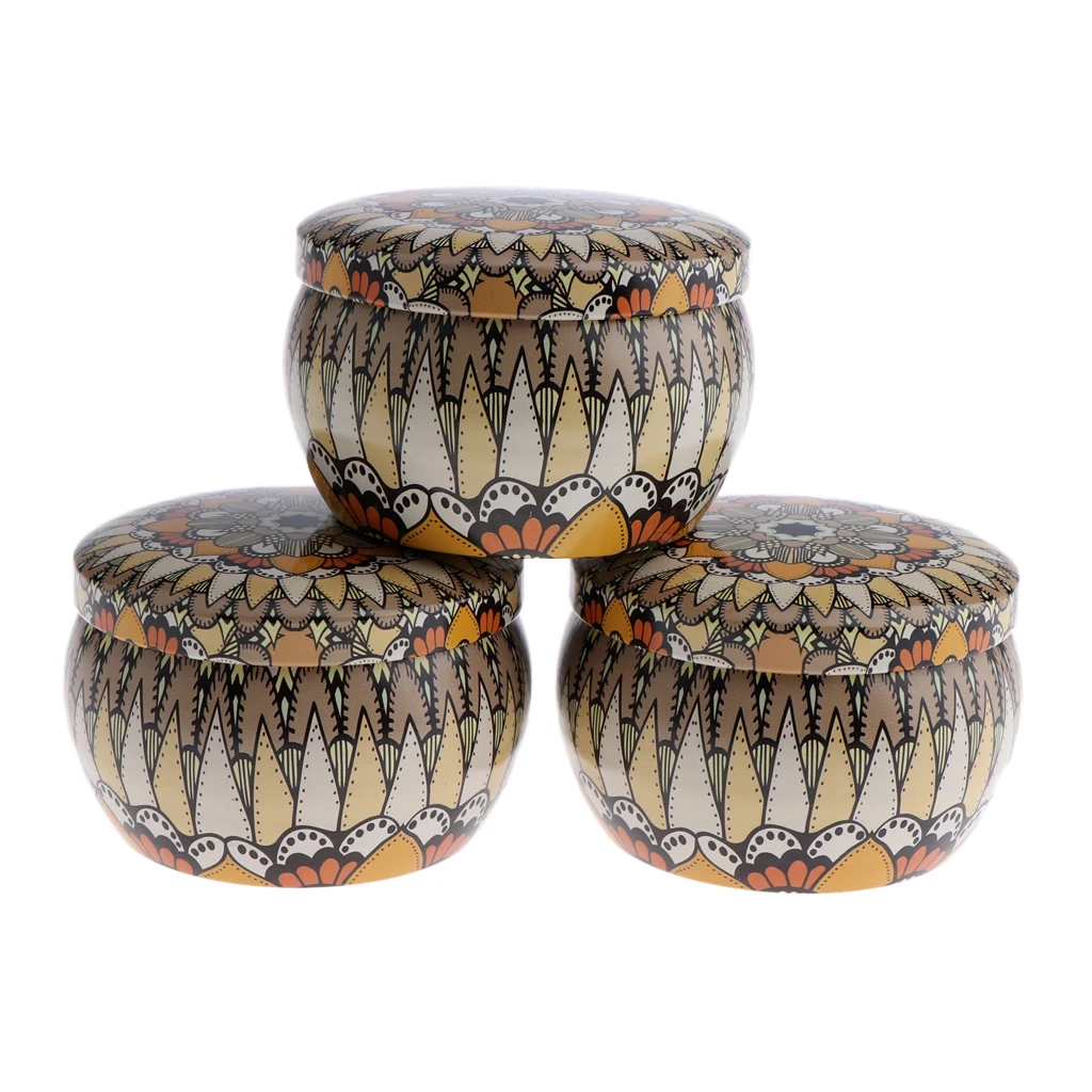 12Pcs Retro National Style Tinplate DIY Candle Making Cases Jars Pots for Salves, Favors, Spices, Balms, Candles