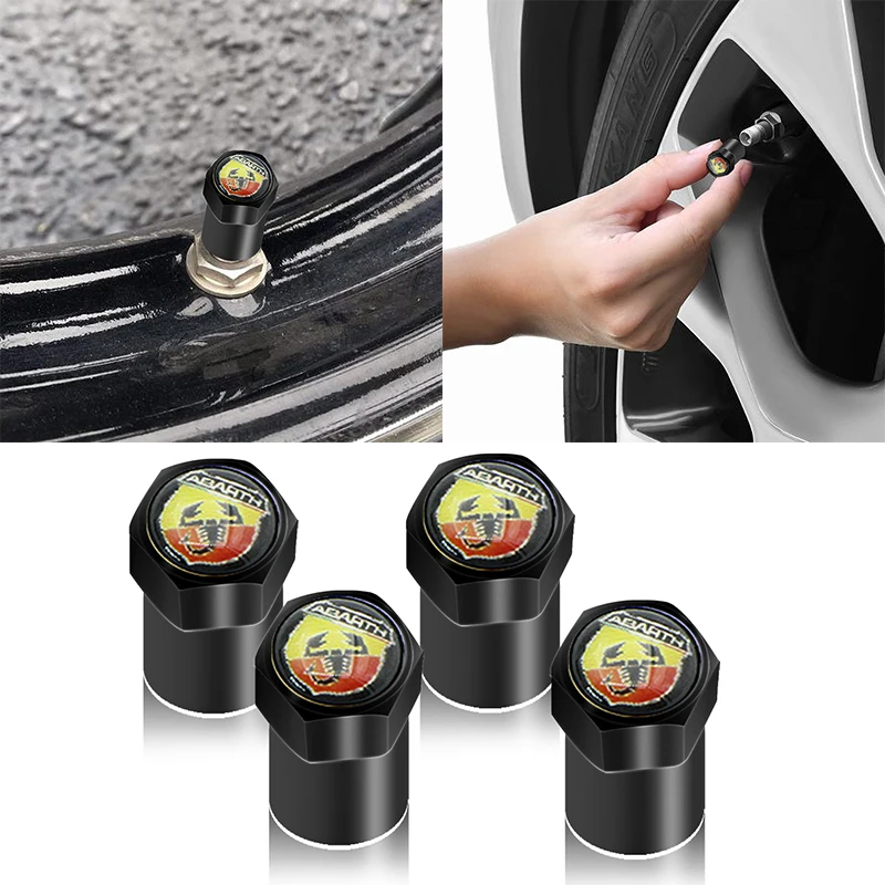 

4pcs Black Metal Car Wheel Tire Valve Core Cover Cap for Fiats Punto Abarth 500 Stilo Ducato Palio Badge Auto Car Accessories