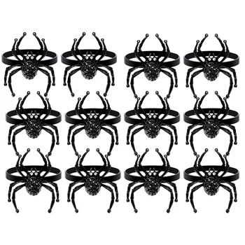 

12 Pieces Spider Napkin Ring Alloy Spider Design Napkin Holder for Halloween Party Home Kitchen Dining Room Table