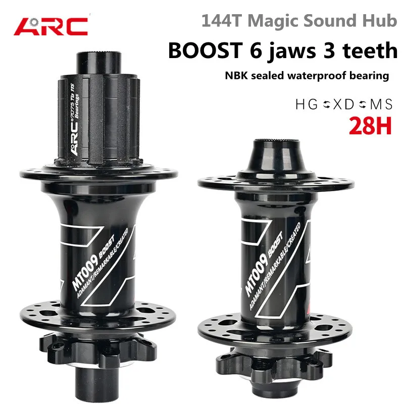 Ступица для горного велосипеда ARC MT009 BOOST с 28 отверстиями 110*15 мм 148*12 6 когтей 114T хаб