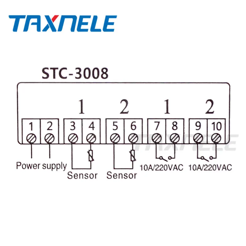 STC-3008, двойной цифровой термостат, регулятор температуры, инкубатор, два релейных выхода, терморегулятор, нагреватель, охладитель 12 в 24 В 220 В
