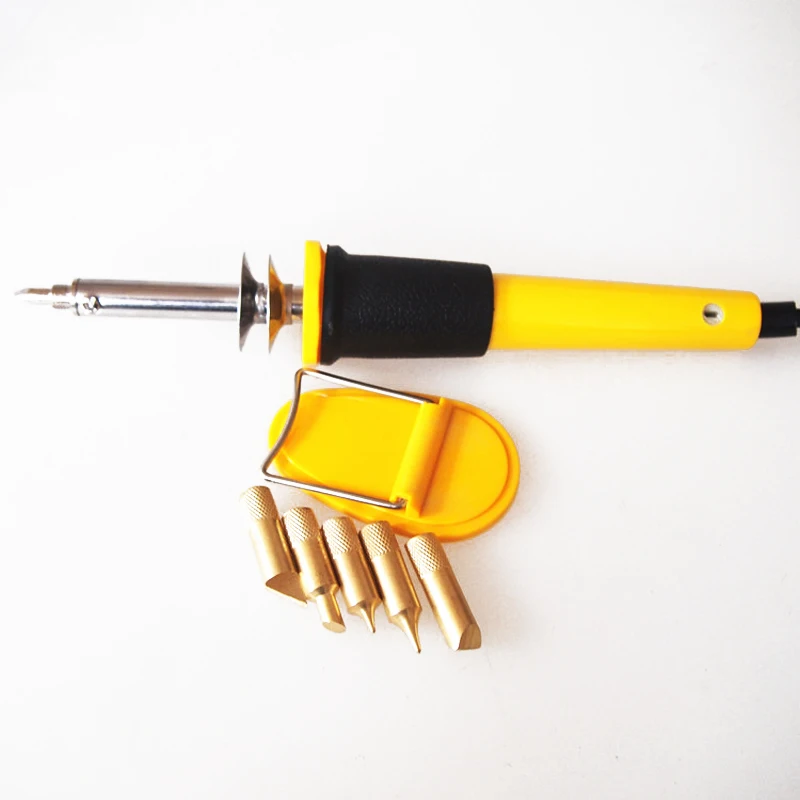 LAMEZIA 110V 220V 40W Pyrography Tool 5 Soldering Iron Tips Wood electric Hot Burning Pen Carving Set