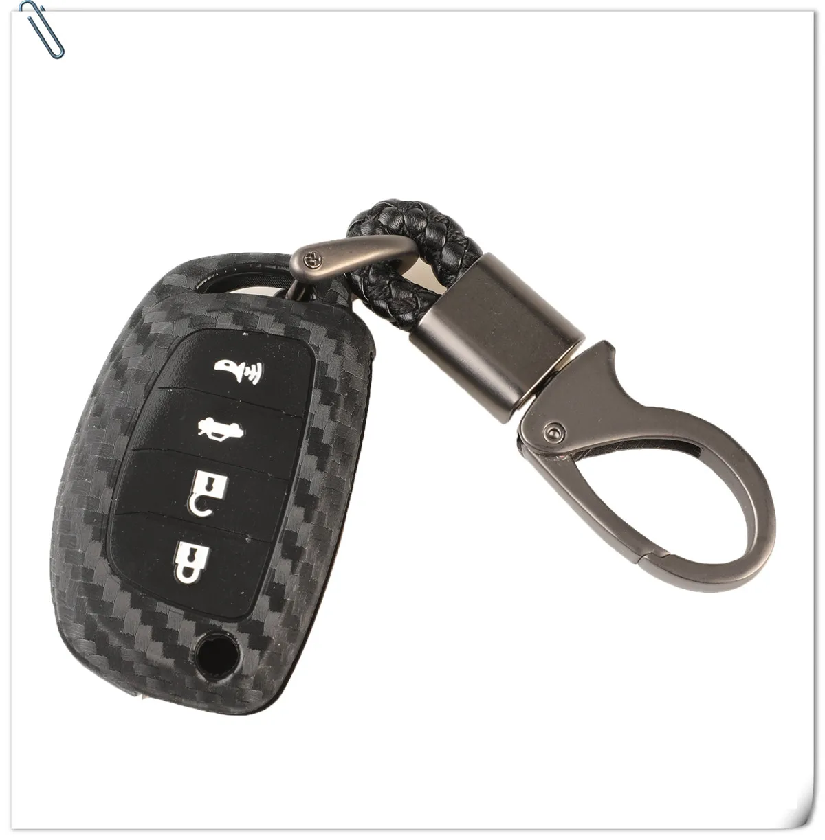 Custodia portachiavi in ​​fibra jingyuan per Hyundai Tucson Santa fe Elantra Sonata i30 i40 i25 ix35 Flip Remote Fob portachiavi in ​​carbonio - Ha17825c6d2554198ae49e0db0b3172e0z