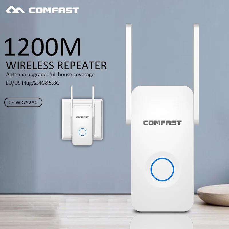 

1200Mbps COMFAST Wireless WiFi Range Extender 2.4/5Ghz Dual Band Repeater Signal Booster 2 Ethernet Antennas Wi-fi Amplifer