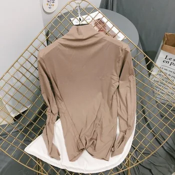 

New fashion slim cotton long-sleeved T-shirt women gray