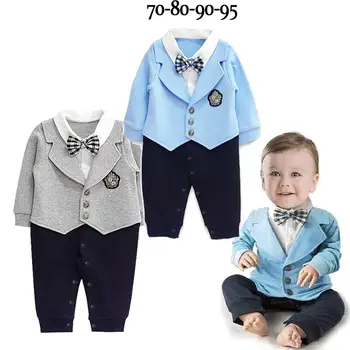 

Baby Boy Long sleeve Gentleman Bowknot One Piece Romper