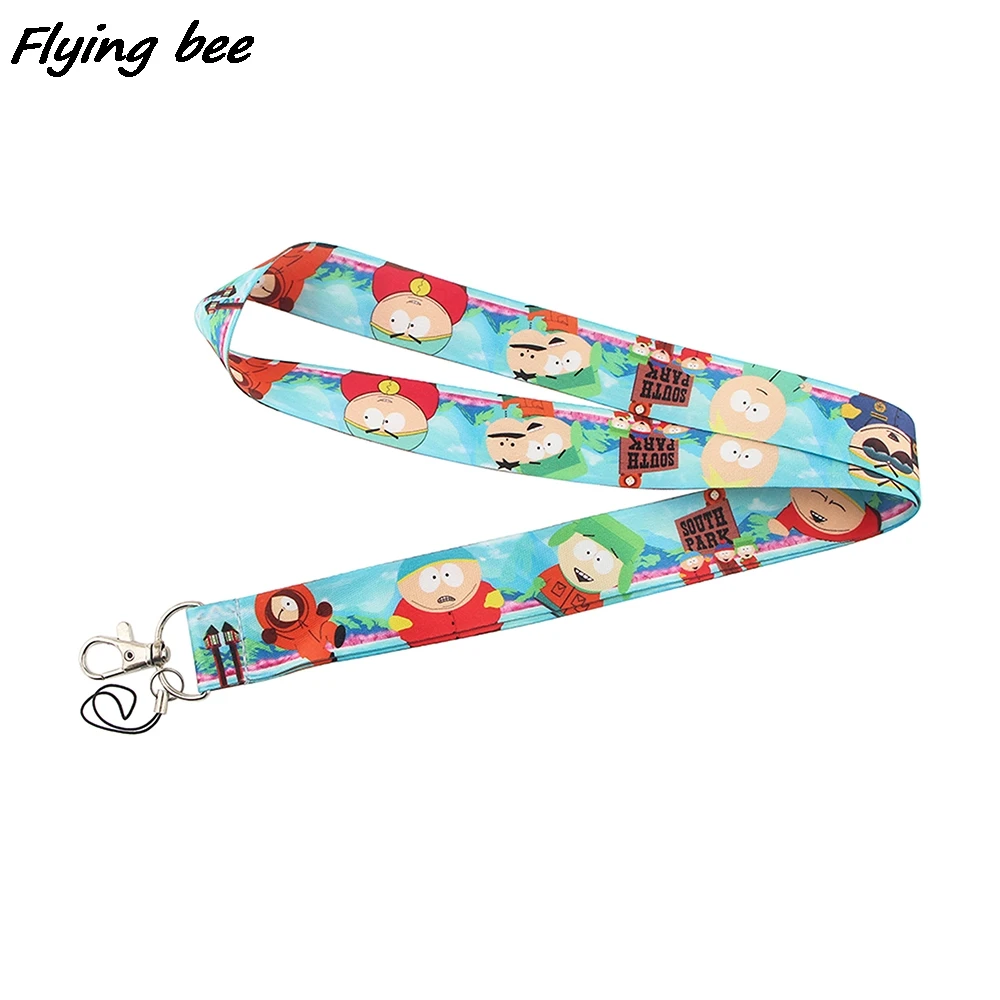Flyingbee de personaje de dibujos animados llavero adorable cordón regalos para niño estudiantes teléfono sujección de insignia y USB X1475