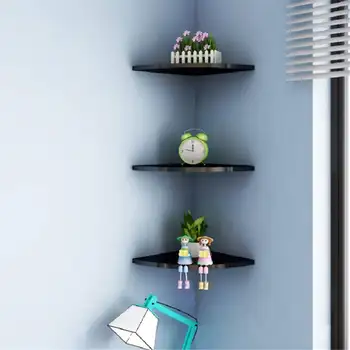

Black 3 Pcs Floating Wall Corner Shelf Wall Mounted Storage Shelf Rack Bathroom Shower Holder Home Bookshelf Shelves Storage