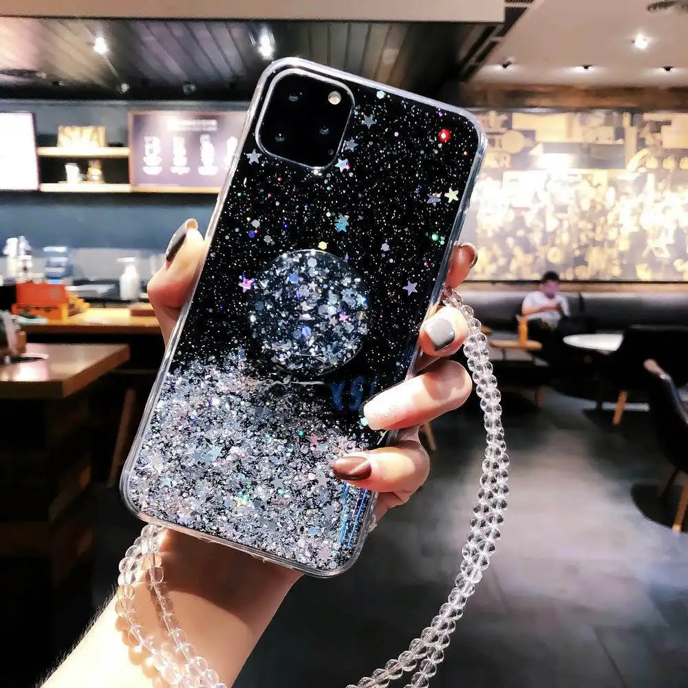 Чехол сверкающий с блестками для samsung Galaxy S10 плюс S10 A50 A10 A20 A30 A40 A70 Примечание 10 9 8 S9 плюс Чехол с Чехол-подставка для телефона
