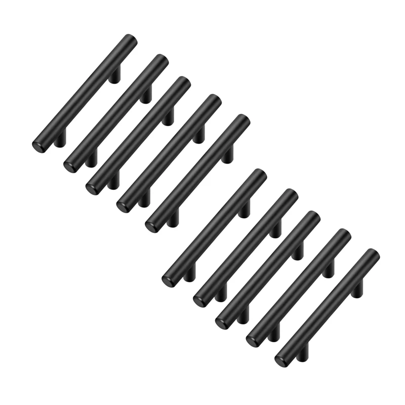 

10 Pack 5 Inch Cabinet Pulls Matte Black Stainless Steel Kitchen Cupboard Handles Cabinet Handles 5 Inch Length, 3 Inch Hole Cen