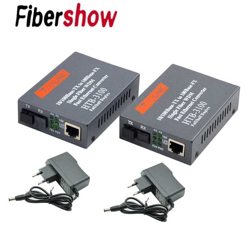 1 Pair Media Converter Htb3100 Fiber Optical Single Mode Single Fiber