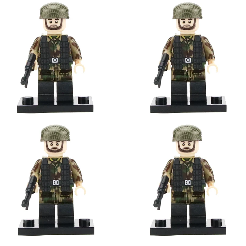 WW2 военная армия солдат фигурки строительные блоки солдат армии М1 Зонт Шлем с сеткой оружие аксессуары Кирпичи игрушки для детей - Цвет: S18-4PCS