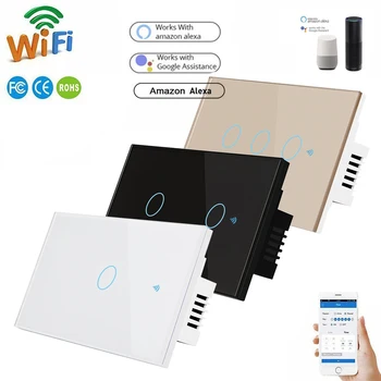 

1/2/3gang Wifi Smart wall light touch switch 1 way capacitive sencing Switch Voice control for Alexa Google Home