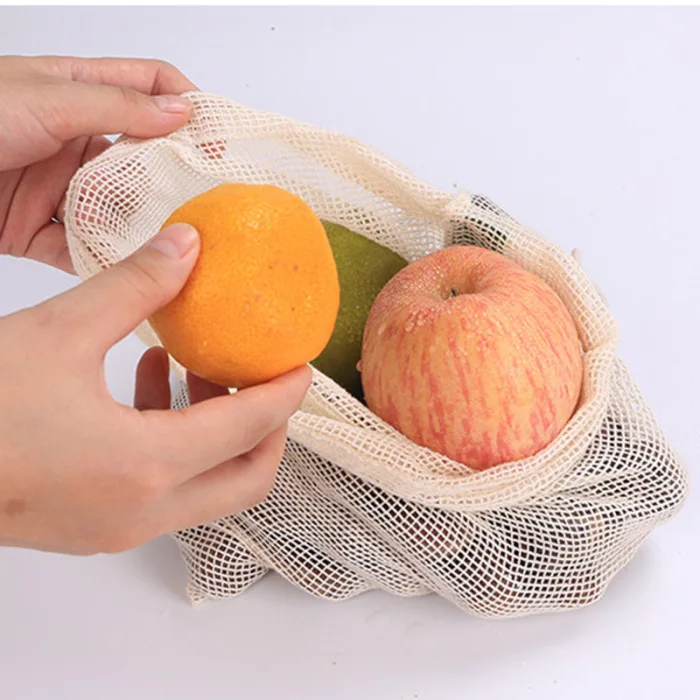 2019 Многоразовые продукты мешки моющиеся шнурки сетки продуктовые мешки для овощей фруктов покупок J9