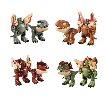 

Q Version of Tyrannosaurus Rex Velociraptor Carnotaurus Dilophosaurus Four Cute Dinosaur Building Blocks Children Toy Gifts