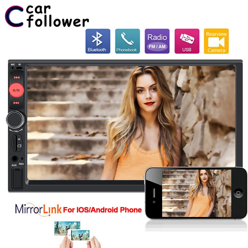 

2 Din Car Radio 7 Inch Touch Screen Bluetooth Auto Radio Android And ios Mirror Link Rear View Camera Car Multimedia Player