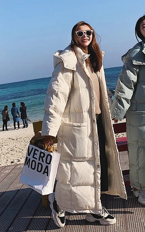 beige Свободная хлопковая одежда с капюшоном, Женское пальто с длинным рукавом, зимняя куртка, новое пуховое пальто с хлопковой подкладкой, теплая парка, пальто, большой размер f1894 - Цвет: beige