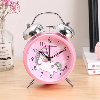 

Cartoon Pink Unicorn Ring Alarm Clock Male and Female Students Bedside Alarm Clock 4 Inch Digital Alarm Clock Home Set