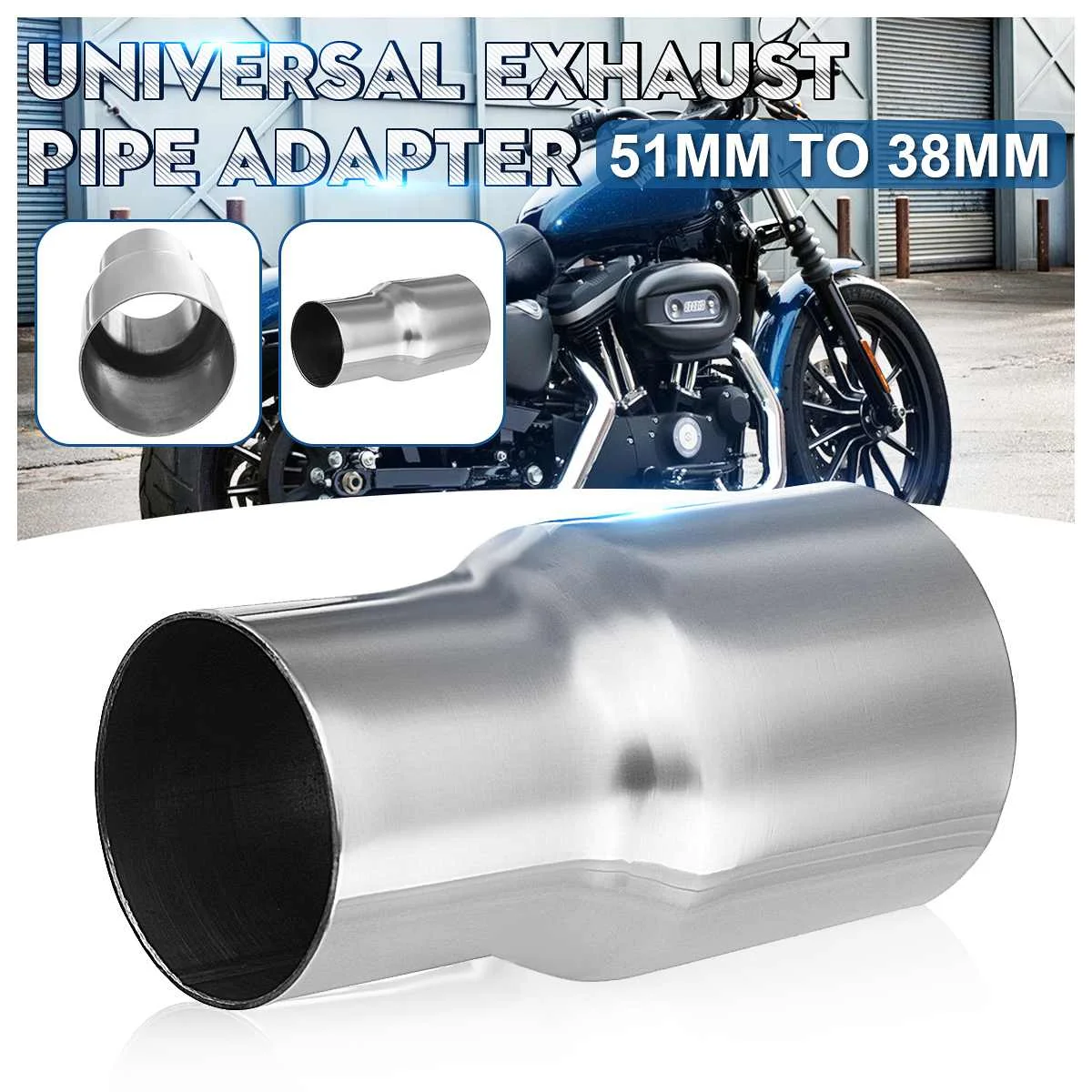 

50-38mm Universal Car Exhaust Muffler Pipe 2"-1.5" Tail Tube Reducer Connector Pipe Adapter Stainless Steel