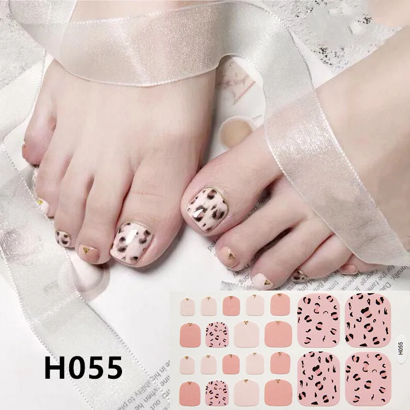 H055 Дизайн, наклейки для ногтей на ноги, Модный лак для ногтей, полное покрытие, водонепроницаемые клейкие фольгированные наклейки для маникюра, предварительно разработанные - Цвет: H055