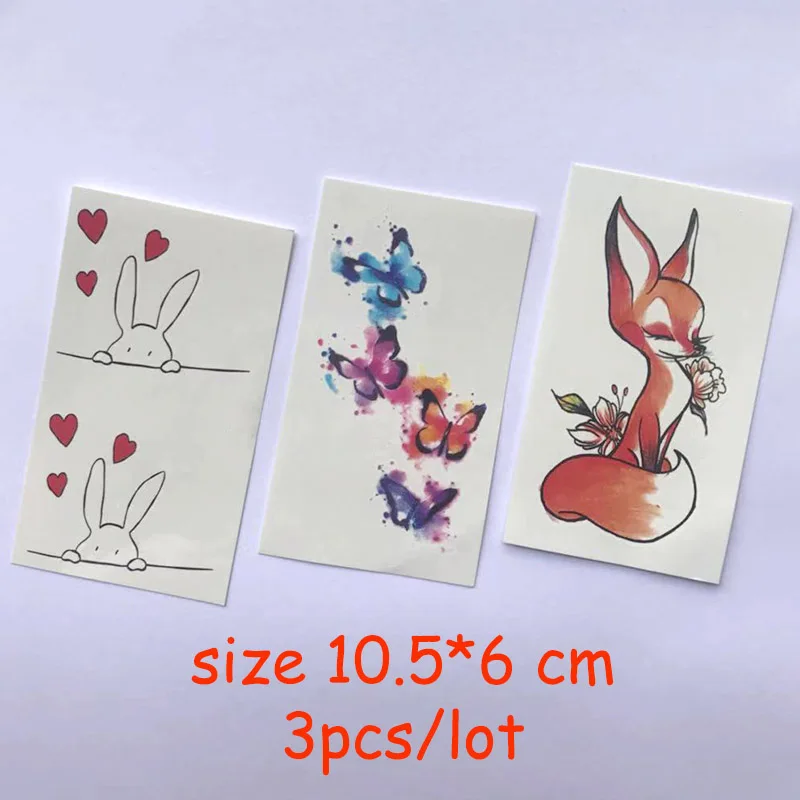 Temporary Tattoo Water Transfer Tatoo Sticker Tattoo Colored Feather Cat Tatto Body Art Fashion Tatoo Girl Boy Arm Tatto 10.5*6