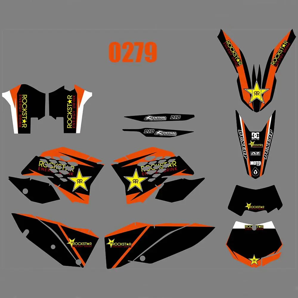 

For KTM EXC XCF 125 250 450 530 2008 2009 2010 2011 New Full Graphics Decals Stickers Custom Number Name Glossy Bright Stickers