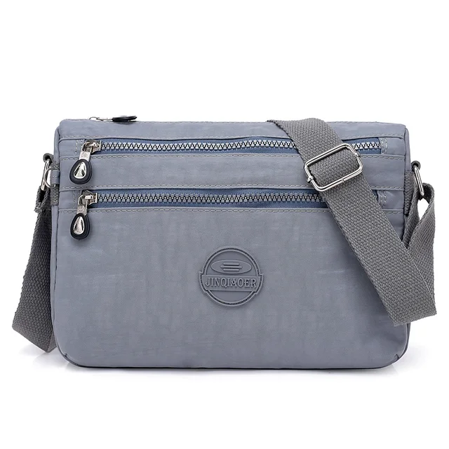 Fashion Women Shoulder Bag Casual Nylon Crossbody Bag Messenger Multilayer Bags Female Handbags Bolsos Sac A Main sliver grey