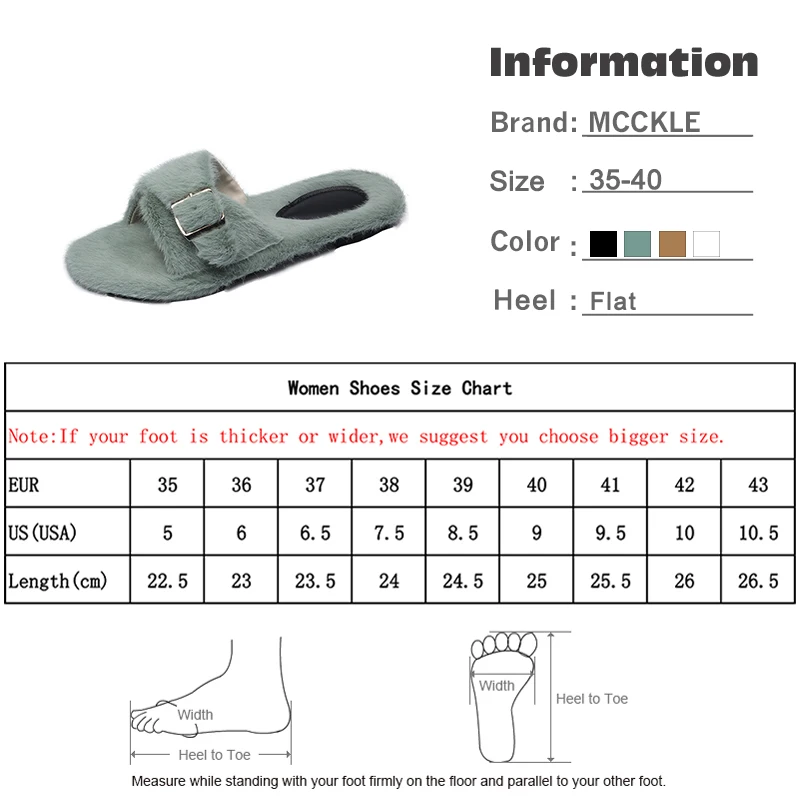 Mcckle женщины пряжки плоские женские меховые уличные Элегантные Тапочки дамы комфорт мягкая подошва снаружи женская повседневная обувь