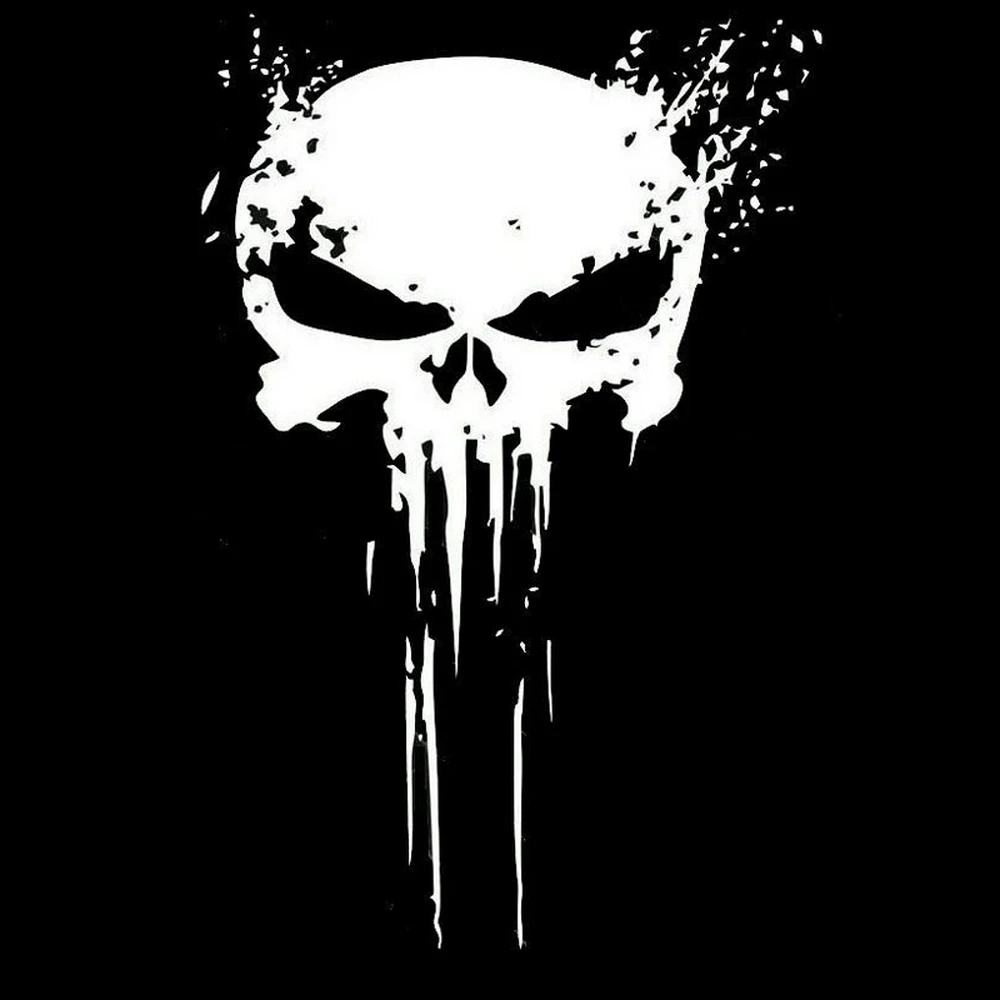 

Car Sticker White Black Skull Dark Wind Gothic Glossy Personality Cool Reflective Waterproof Sunscreen Bodywork Exterior Sticker