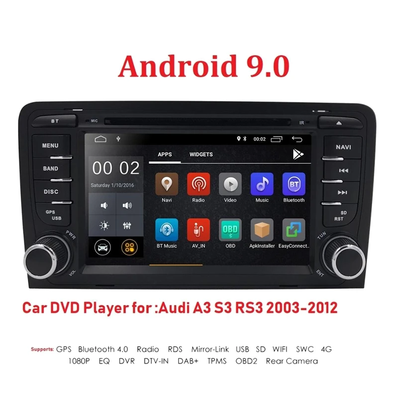 Android 9,0 2Din автомобильный DVD gps 4G+ 32G мультимедийный плеер Bluetooth стерео радио для Audi A3 8P 2003-2012 S3 2006-2012 RS3 Sportback