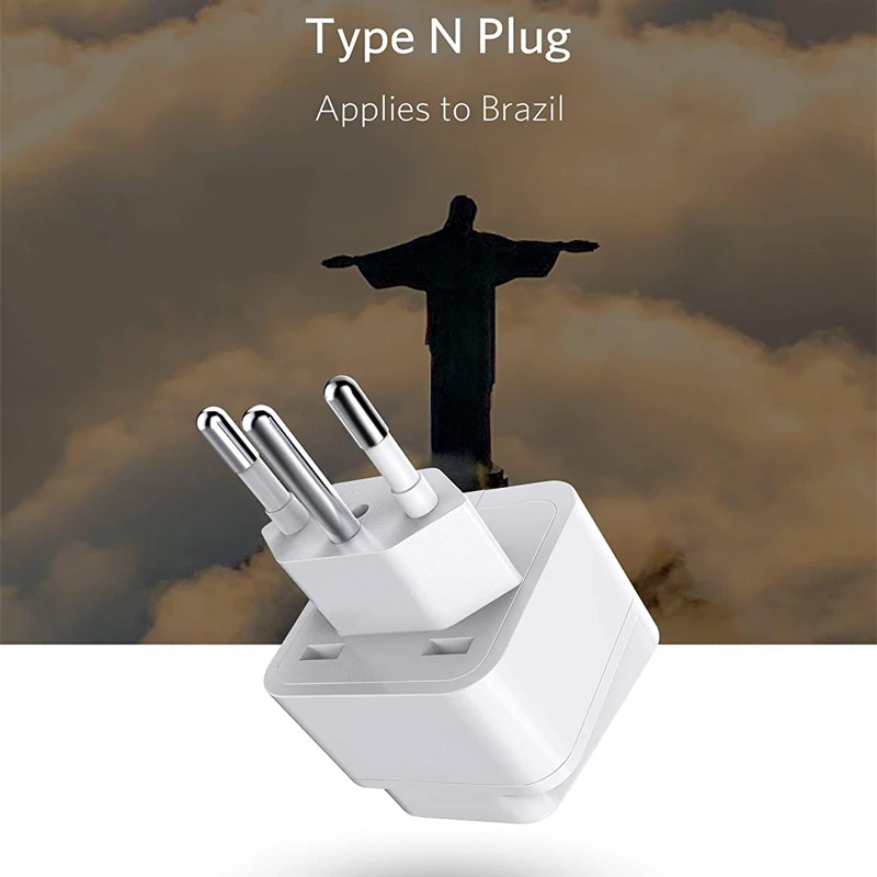 Brazil South Africa Travel Plug Adapter Grounded Universal Type N Plug Adapter BR To US-Ultra Compact For Brazil South