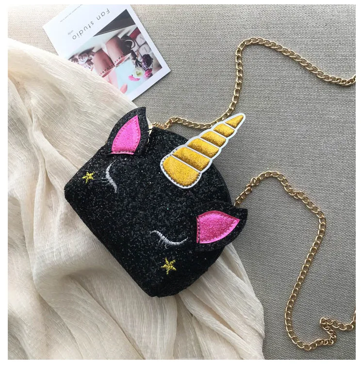 Kids Sequin Gillter Unicorn Handbag Purse Kuwaii Pink Silver Unicorn Crossbody Bags for Little Girls Mini Leather Shoulder Purse (13)