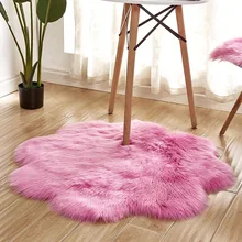 Cilected Wool Imitation Sheepskin Carpet Plum Home Artificial Wool Flower Mats Girls Bedroom Blankets Children Soft Crawling Mat