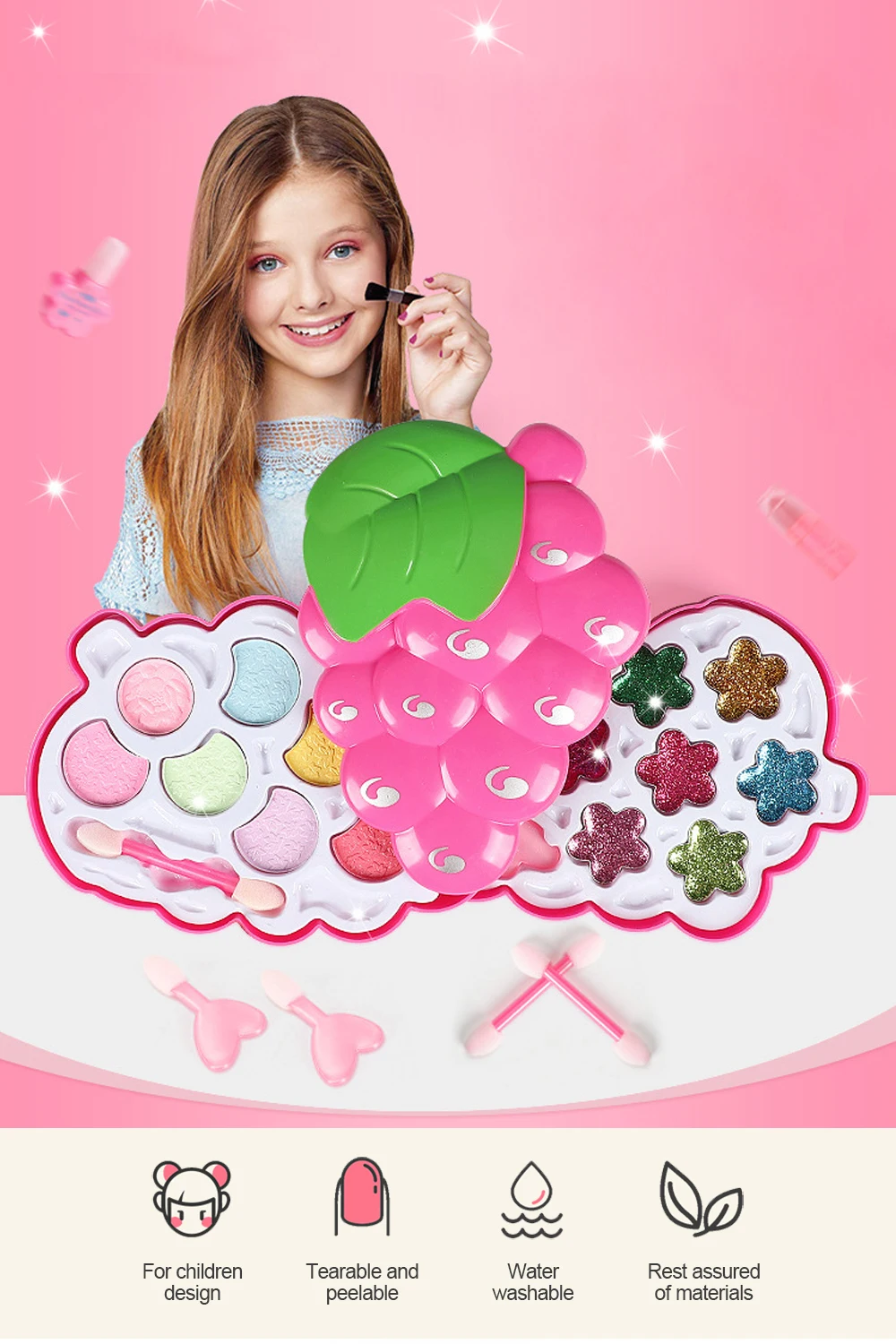 Juguetes de belleza y moda для девочек, роскошная палитра для макияжа, игрушки для девочек, детские игрушки, леденец, Косметика для макияжа Doux Bebe